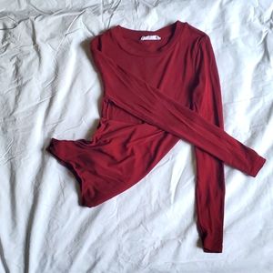 Cranberry long sleeve body suit